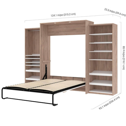 Modubox Murphy Wall Bed Cielo Queen Murphy Wall Bed with 2 Storage Cabinets (124W) - Available in 2 Colours