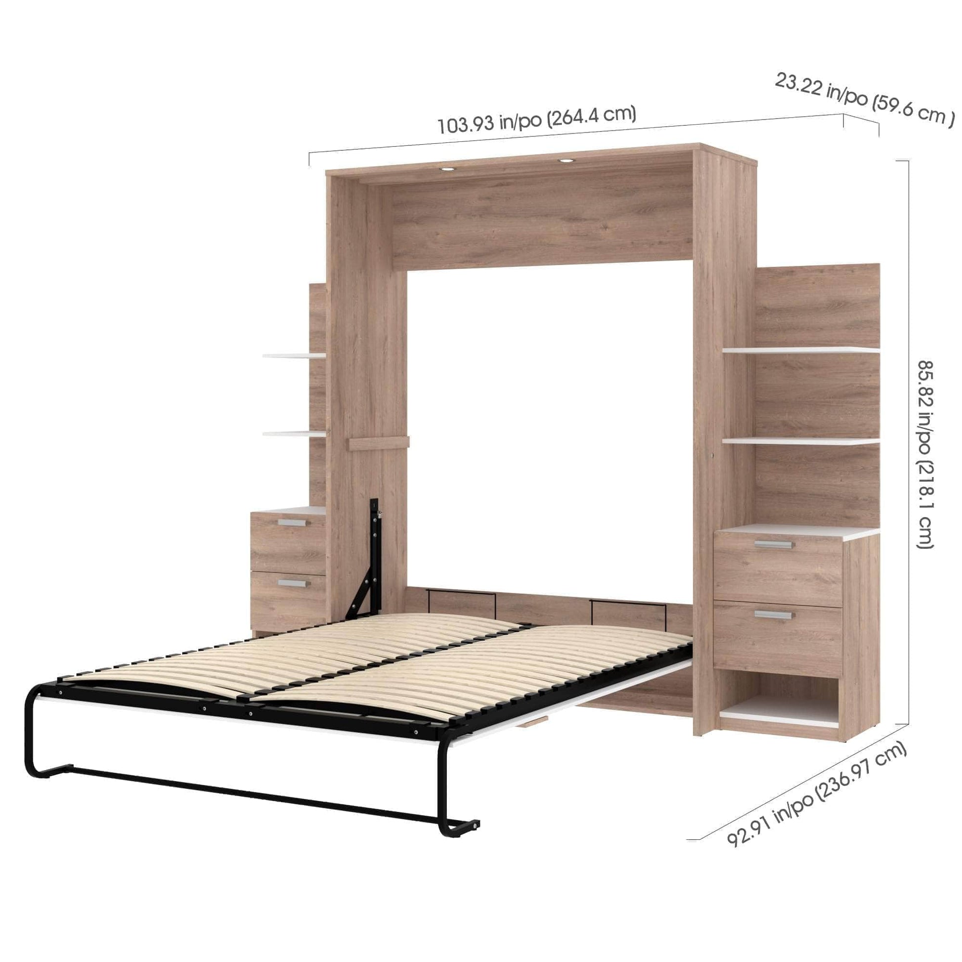 Modubox Murphy Wall Bed Cielo Queen Murphy Wall Bed with Storage (104W) - Available in 2 Colours