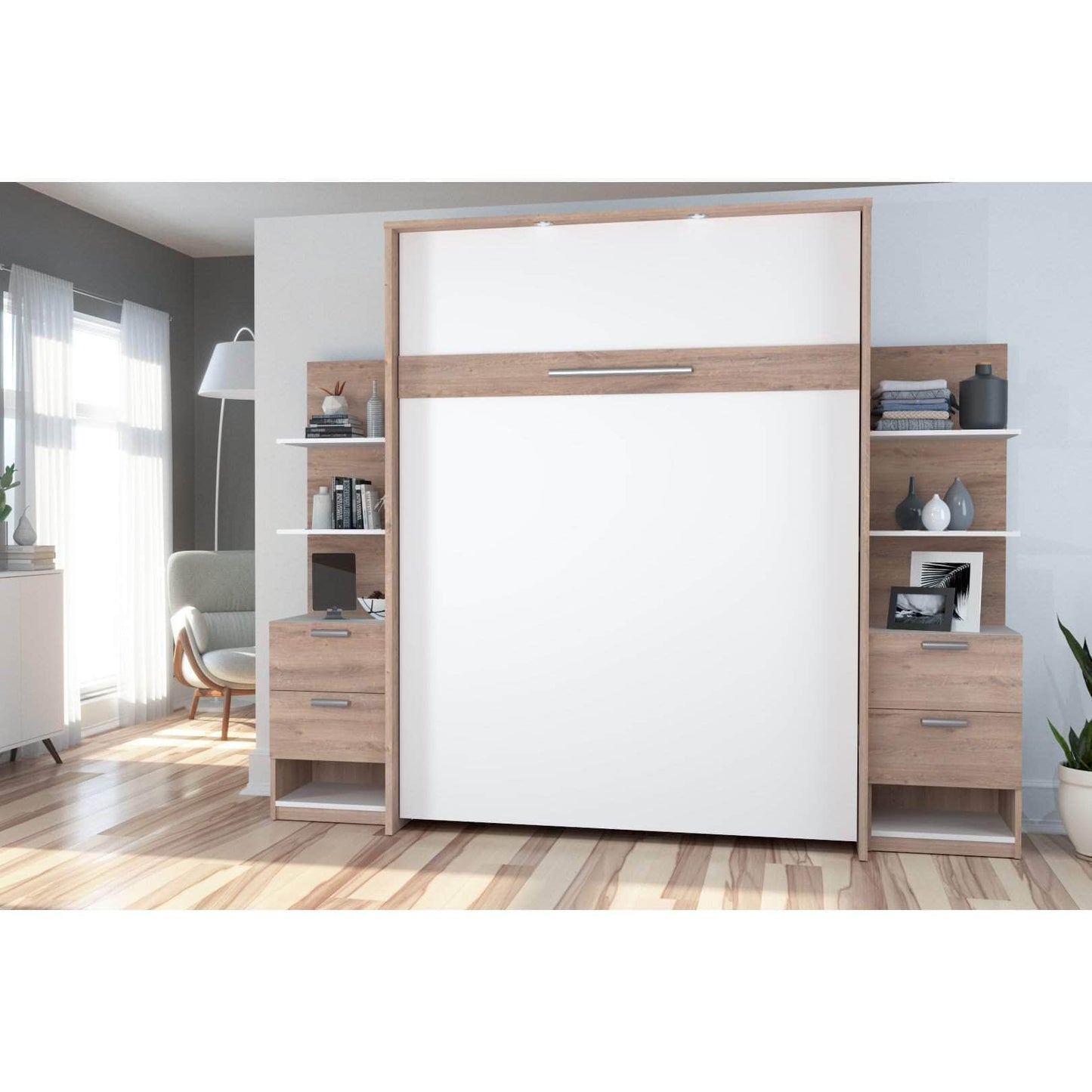 Modubox Murphy Wall Bed Cielo Queen Murphy Wall Bed with Storage (104W) - Available in 2 Colours