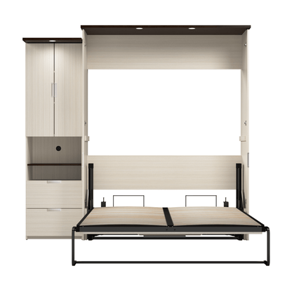 Modubox Murphy Wall Bed Lumina Queen Murphy Wall Bed and 1 Storage Unit (89”) - Available in 2 Colours