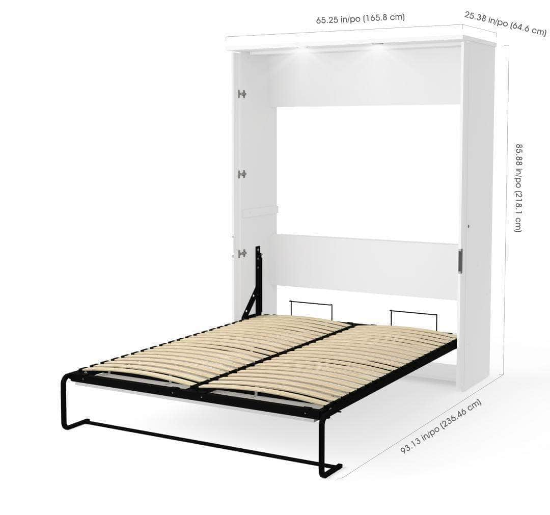 Modubox Murphy Wall Bed Lumina Queen Size Wall Murphy Bed - White