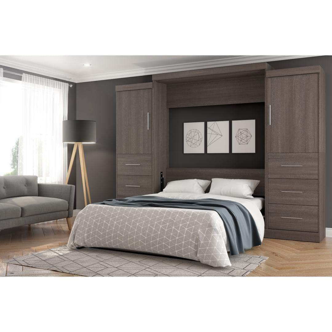 Modubox Murphy Wall Bed Nebula 115" Set including a Queen Wall Murphy Bed and Two Storage Units with Drawers - Available in 3 Colours