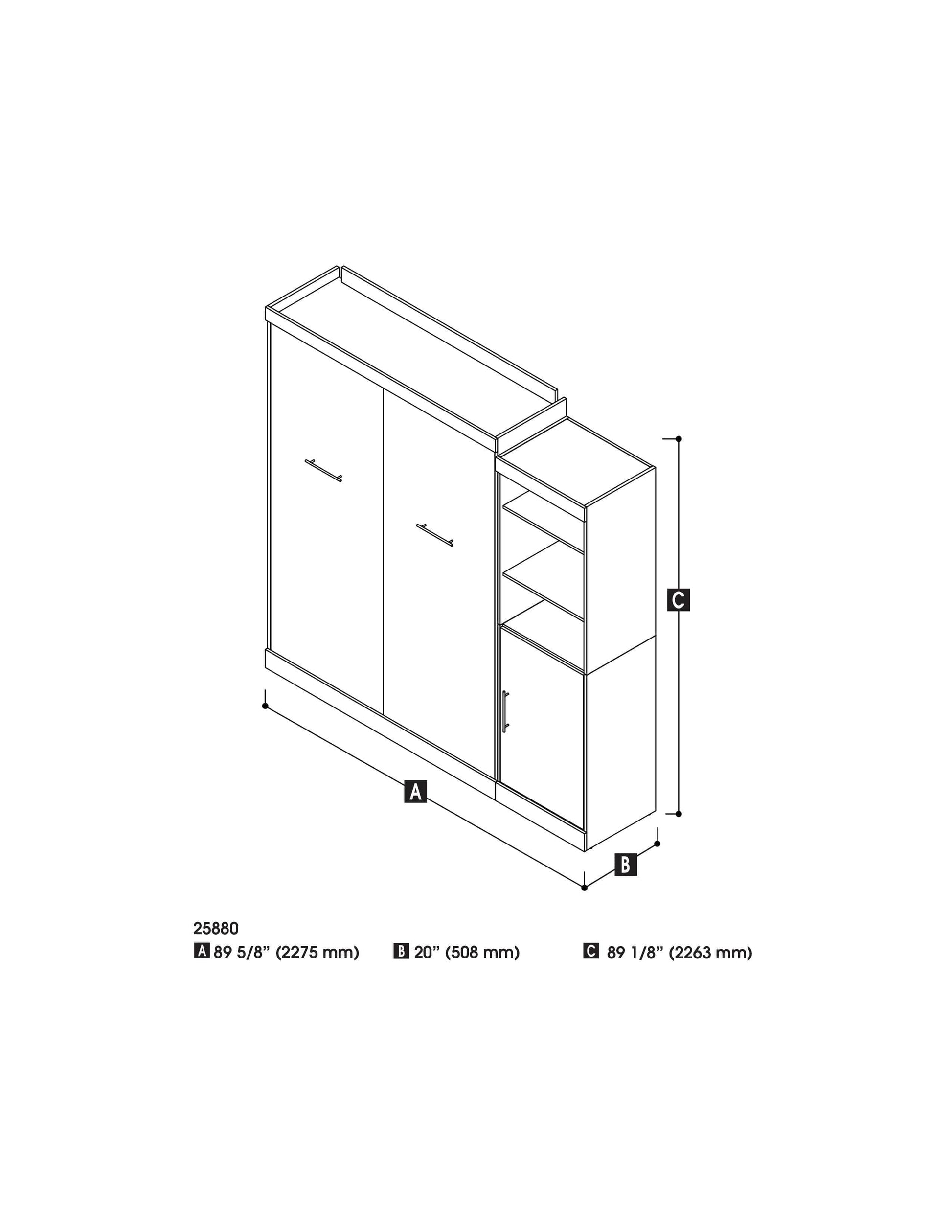 Modubox Murphy Wall Bed Nebula 90" Set including a Queen Wall Murphy Bed and One Storage Unit - Available in 3 Colours