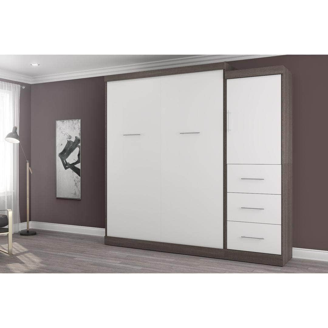 Modubox Murphy Wall Bed Nebula 90" Set including a Queen Wall Murphy Bed and One Storage Unit with Drawers - Available in 3 Colours