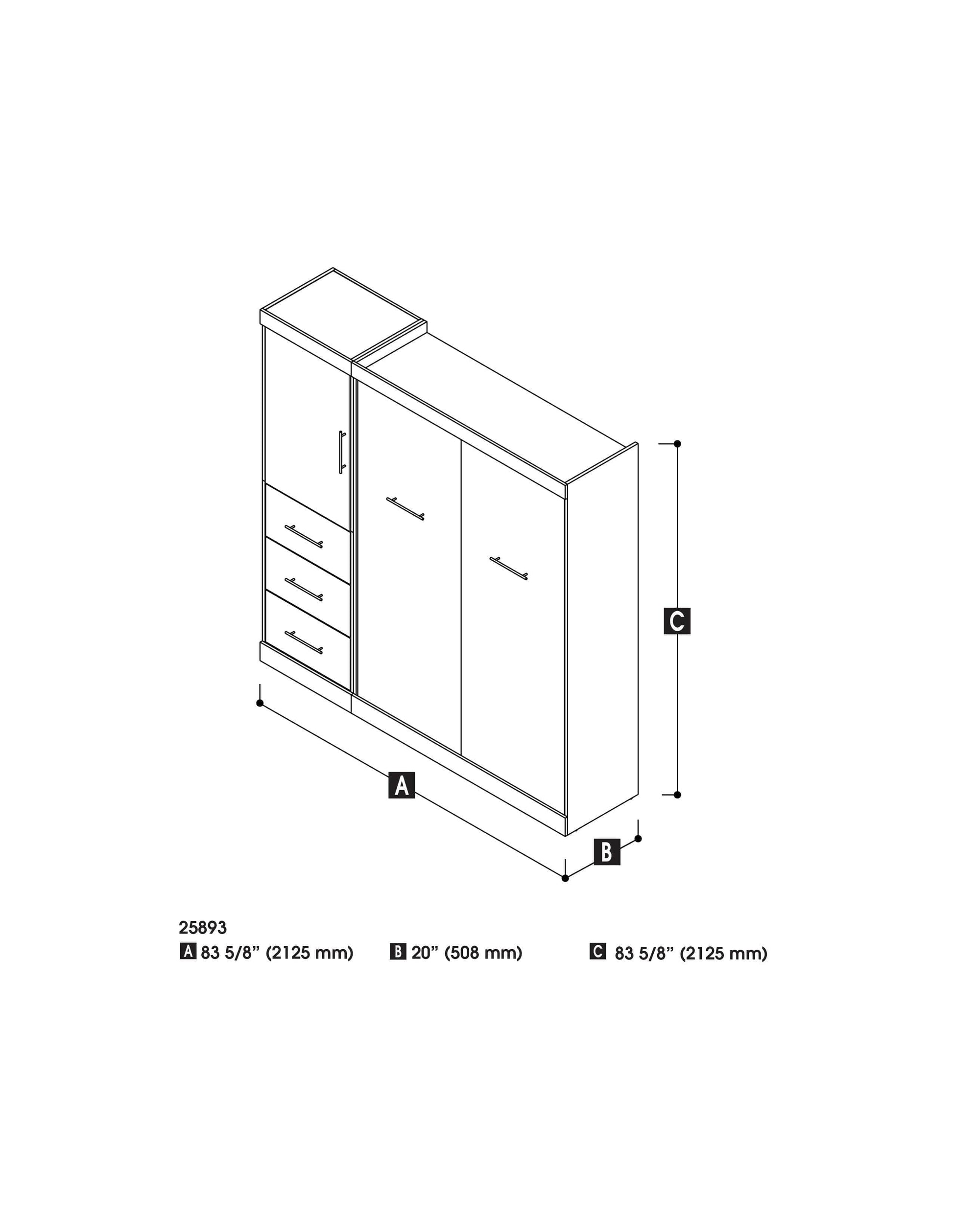 Modubox Murphy Wall Bed Nebula Full Murphy Wall Bed and Storage Unit with Drawers (84W) - Available in 3 Colours