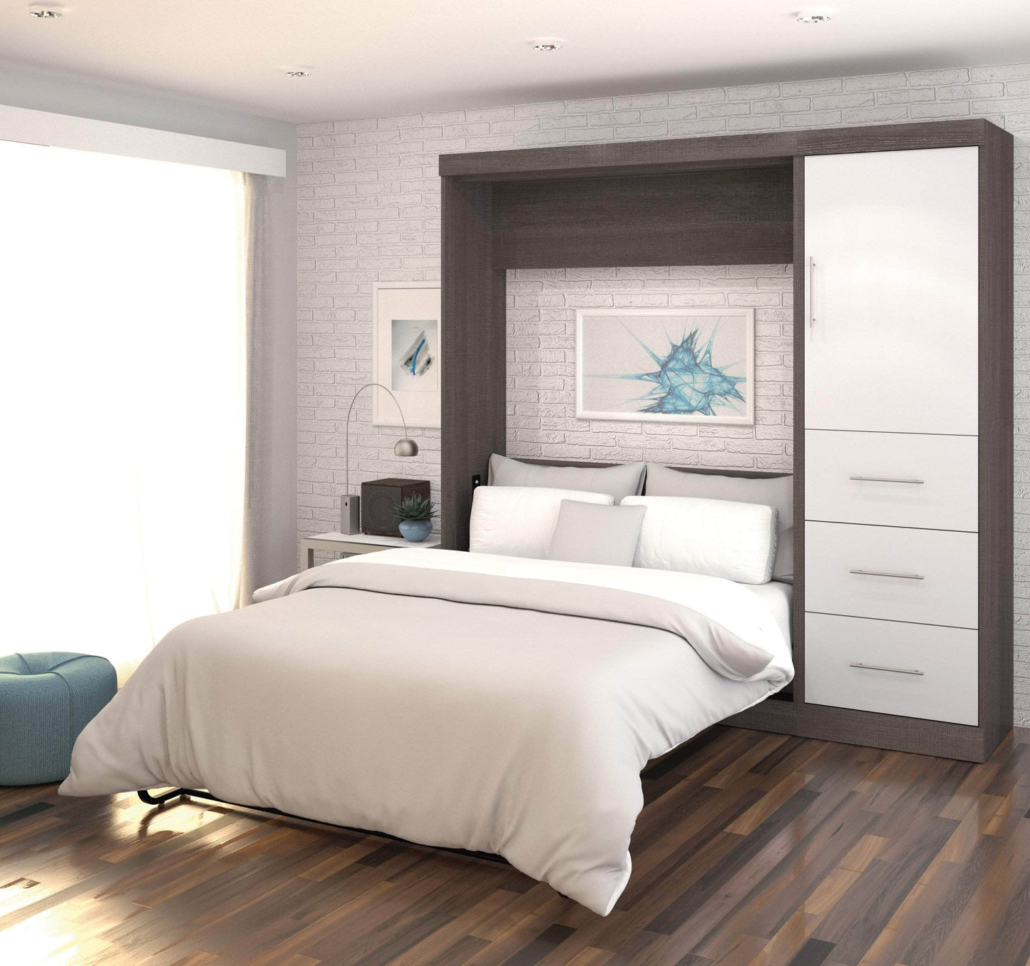 Modubox Murphy Wall Bed Nebula Full Murphy Wall Bed and Storage Unit with Drawers (84W) - Available in 3 Colours