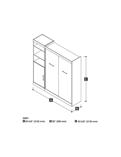 Modubox Murphy Wall Bed Nebula Full Murphy Wall Bed with Storage Unit (84W) - Available in 3 Colours