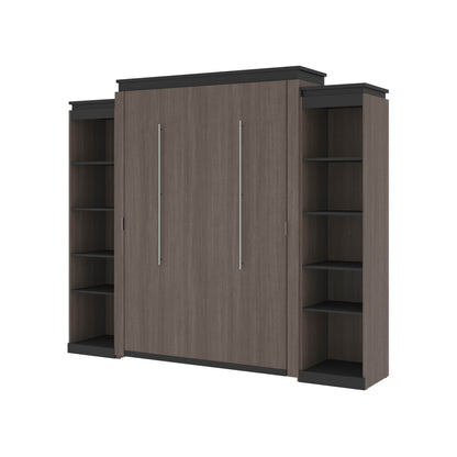 Modubox Murphy Wall Bed Orion 104"W Queen Murphy Wall Bed with 2 Narrow Shelving Units - Available in 2 Colours