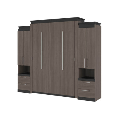 Modubox Murphy Wall Bed Orion 104"W Queen Murphy Wall Bed with 2 Storage Cabinets and Pull-Out Shelves - Available in 2 Colours