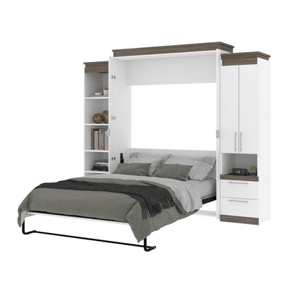 Modubox Murphy Wall Bed Orion 104"W Queen Murphy Wall Bed with Narrow Storage Solutions - Available in 2 Colours