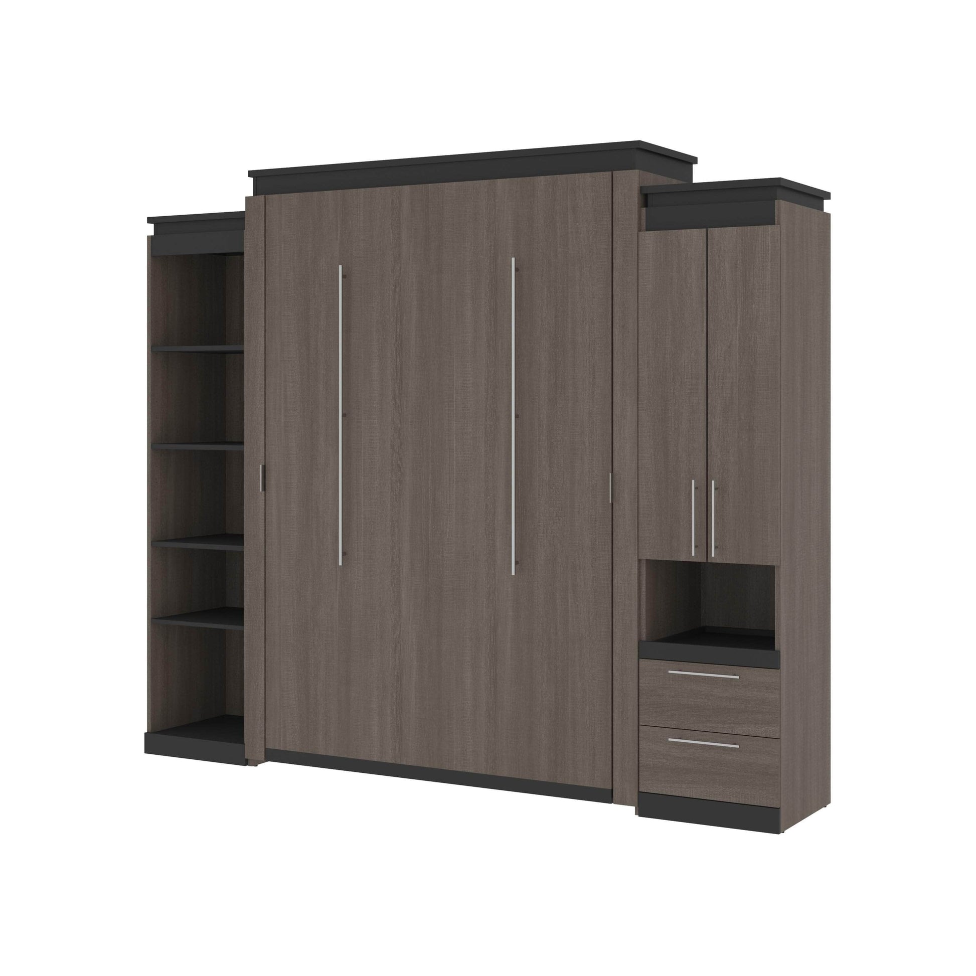 Modubox Murphy Wall Bed Orion 104"W Queen Murphy Wall Bed with Narrow Storage Solutions - Available in 2 Colours