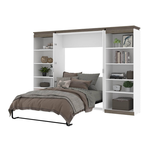 Modubox Murphy Wall Bed Orion 118"W Full Murphy Wall Bed and 2 Shelving Units - Available in 2 Colours