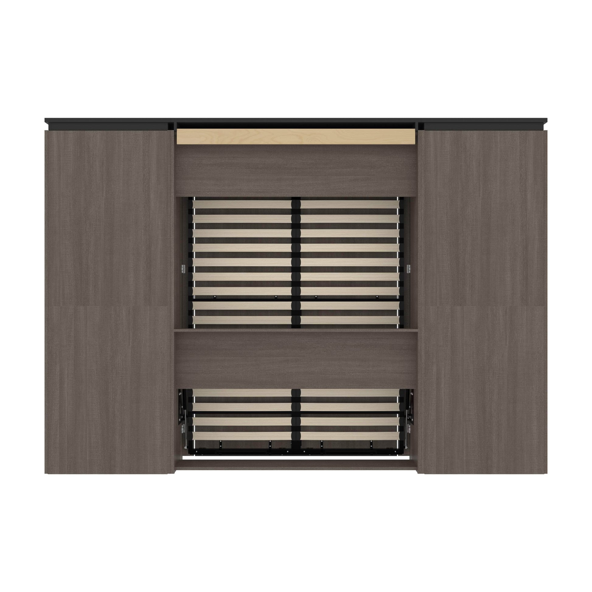 Modubox Murphy Wall Bed Orion 118"W Full Murphy Wall Bed with 2 Shelving Units and Drawers - Available in 2 Colours