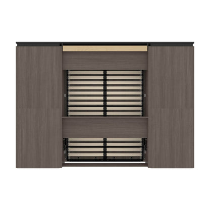 Modubox Murphy Wall Bed Orion 118"W Full Murphy Wall Bed with 2 Shelving Units and Drawers - Available in 2 Colours