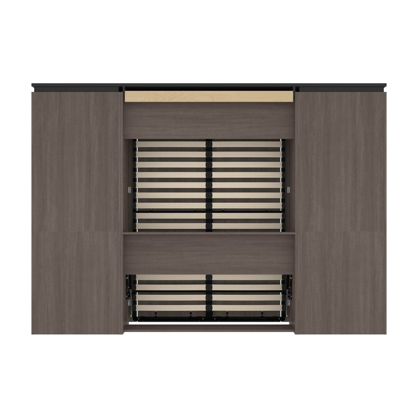 Modubox Murphy Wall Bed Orion 118"W Full Murphy Wall Bed with 2 Storage Cabinets and Pull-Out Shelves - Available in 2 Colours