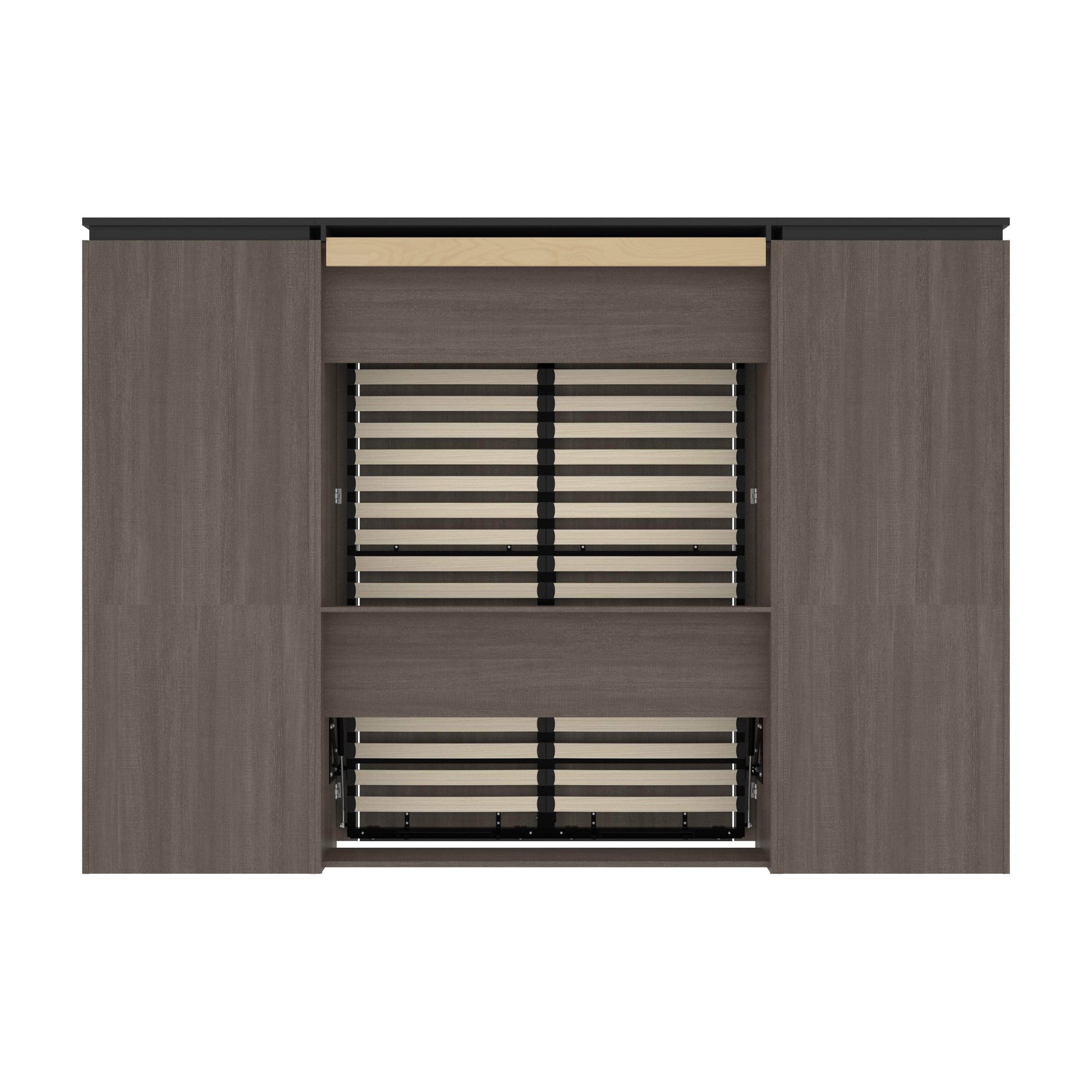 Modubox Murphy Wall Bed Orion 118"W Full Murphy Wall Bed with 2 Storage Cabinets and Pull-Out Shelves - Available in 2 Colours