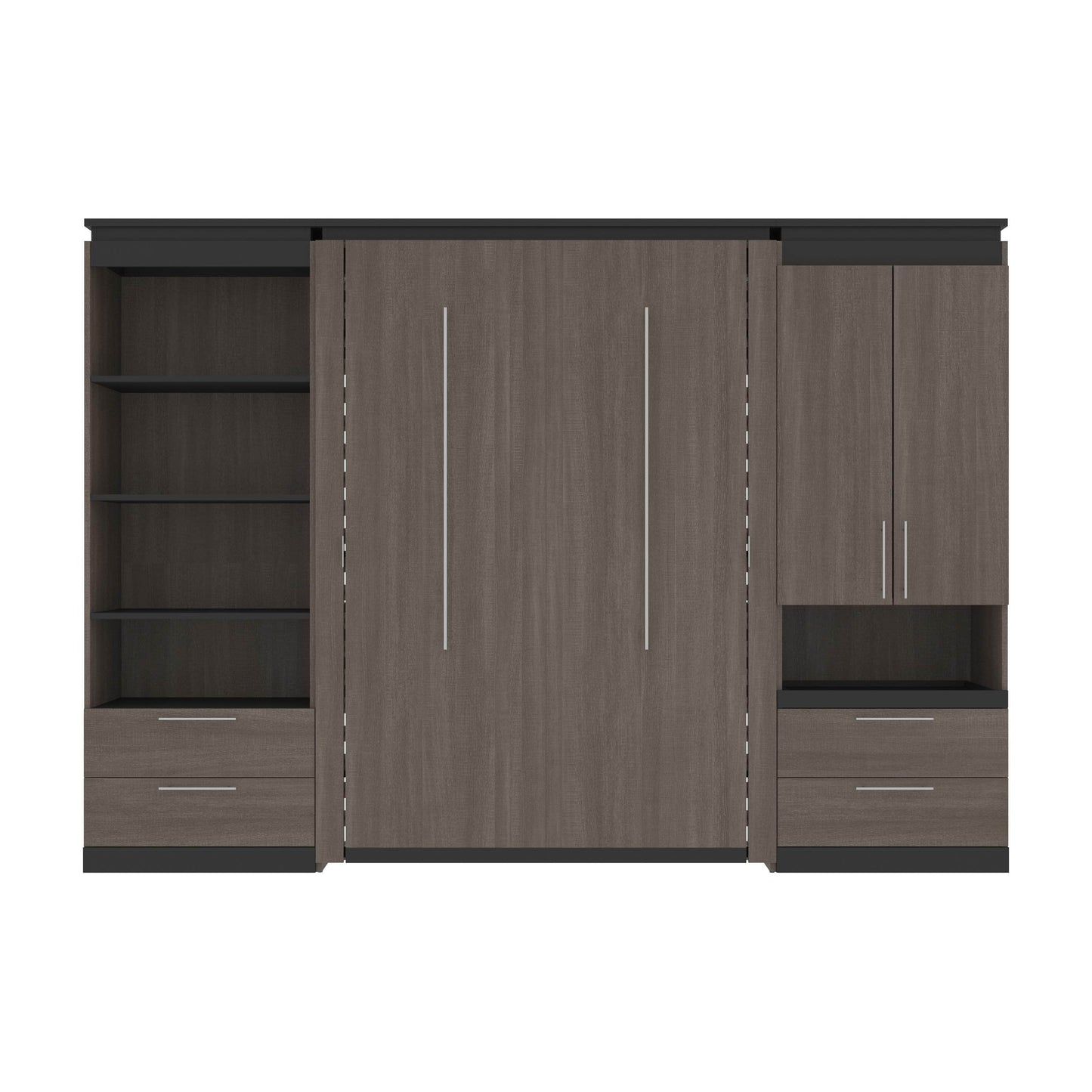 Modubox Murphy Wall Bed Orion 118"W Full Murphy Wall Bed with Multifunctional Storage and Drawers - Available in 2 Colours