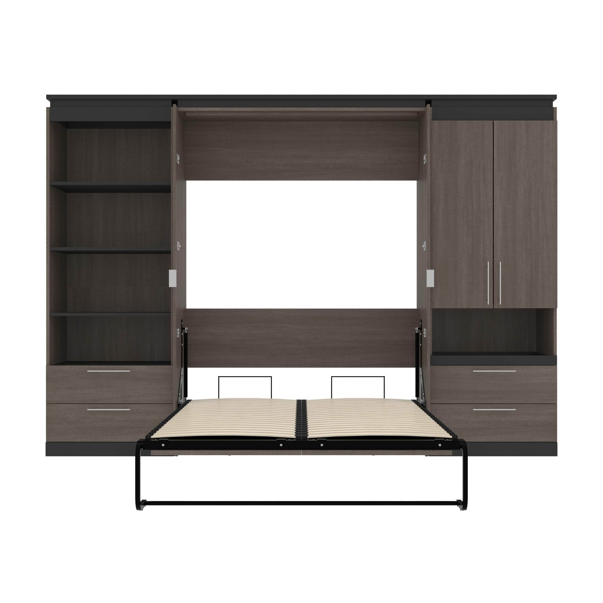 Modubox Murphy Wall Bed Orion 118"W Full Murphy Wall Bed with Multifunctional Storage and Drawers - Available in 2 Colours