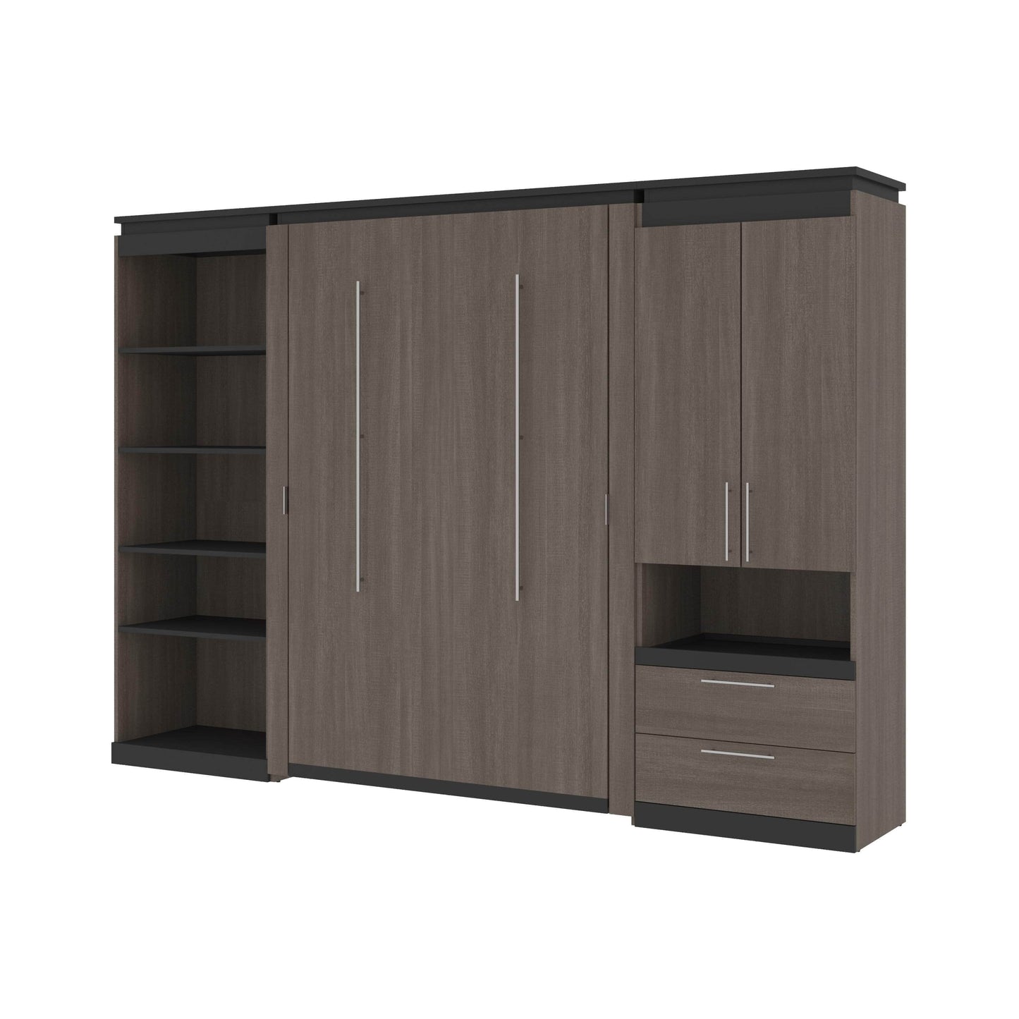 Modubox Murphy Wall Bed Orion 118"W Full Murphy Wall Bed with Multifunctional Storage - Available in 2 Colours