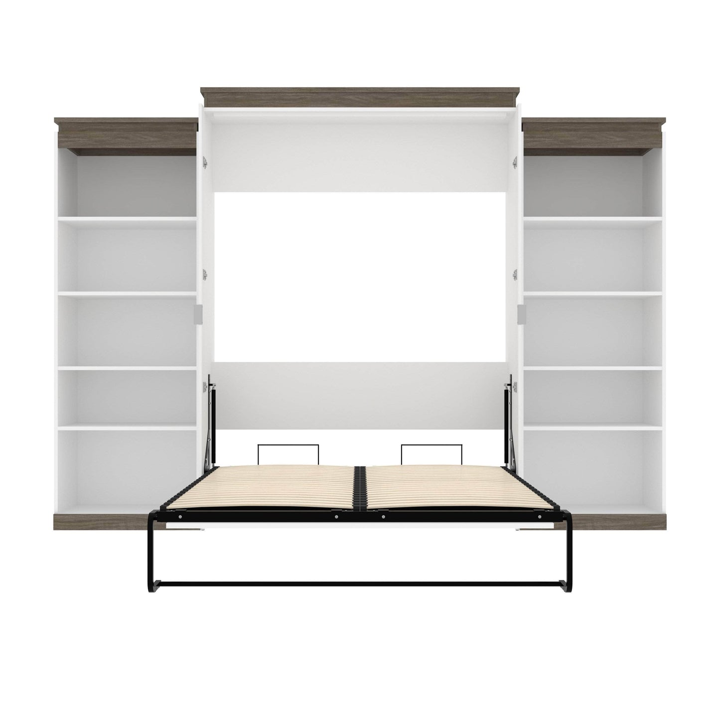 Modubox Murphy Wall Bed Orion 124"W Queen Murphy Wall Bed with 2 Shelving Units - Available in 2 Colours