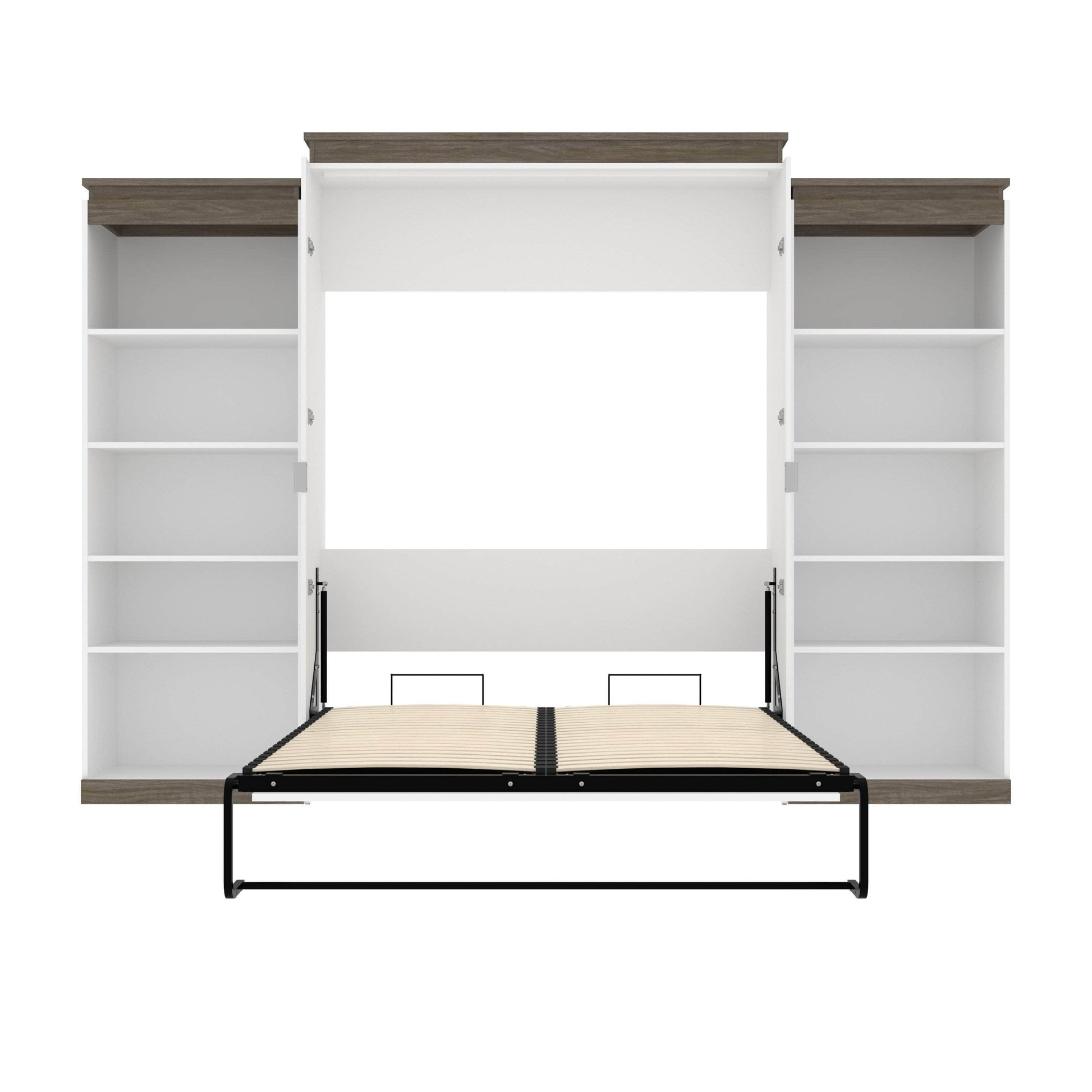 Modubox Murphy Wall Bed Orion 124"W Queen Murphy Wall Bed with 2 Shelving Units - Available in 2 Colours