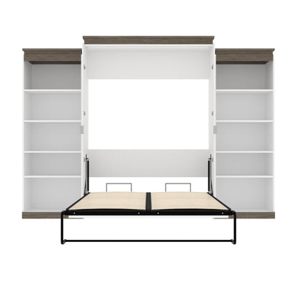 Modubox Murphy Wall Bed Orion 124"W Queen Murphy Wall Bed with 2 Shelving Units - Available in 2 Colours