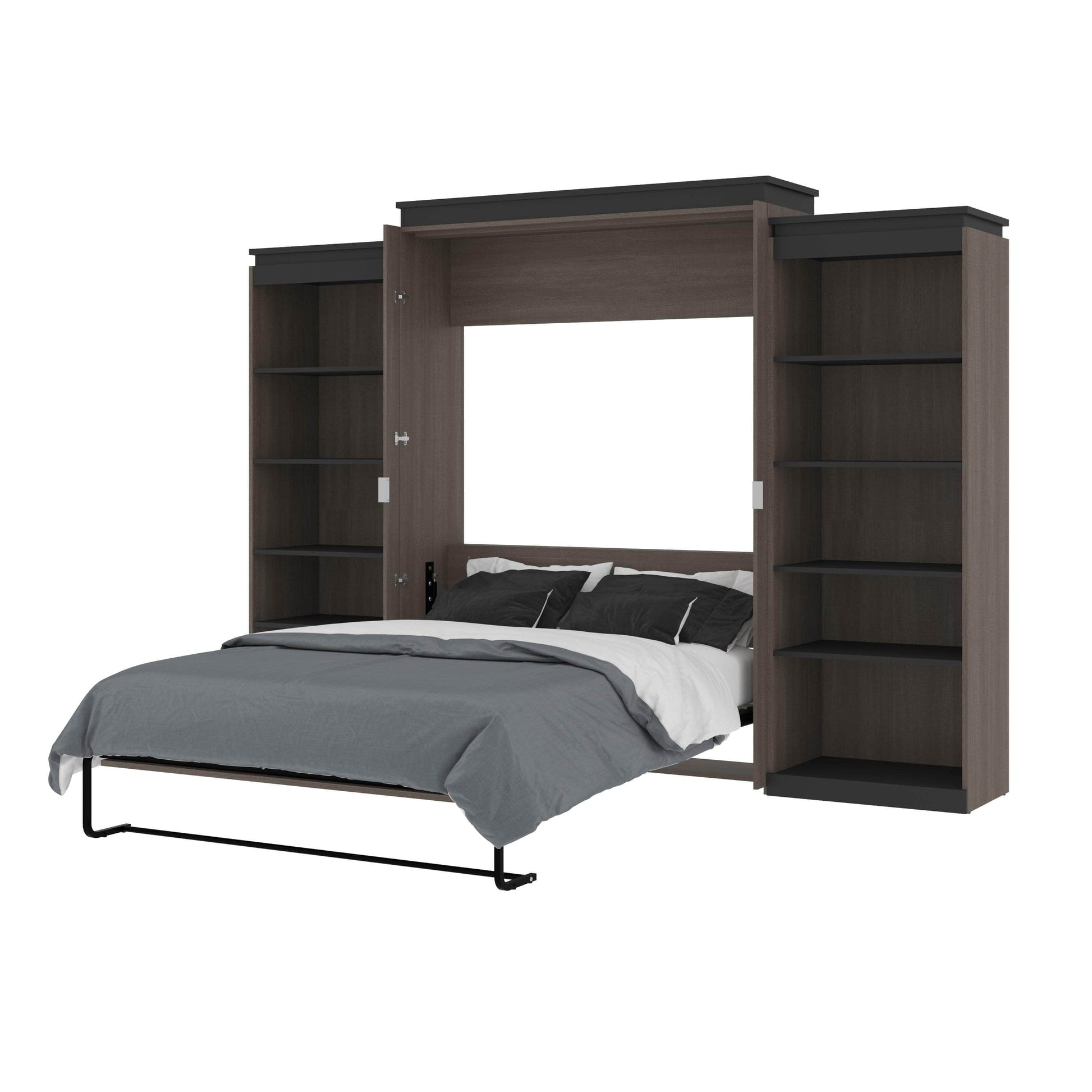 Modubox Murphy Wall Bed Orion 124"W Queen Murphy Wall Bed with 2 Shelving Units - Available in 2 Colours