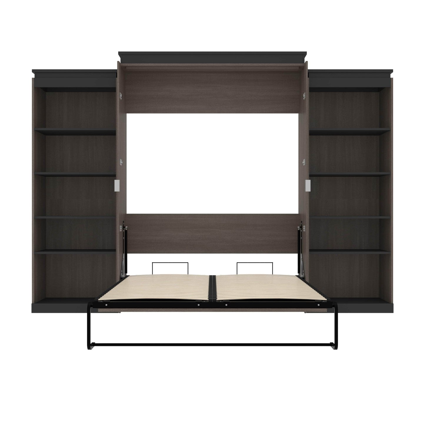 Modubox Murphy Wall Bed Orion 124"W Queen Murphy Wall Bed with 2 Shelving Units - Available in 2 Colours