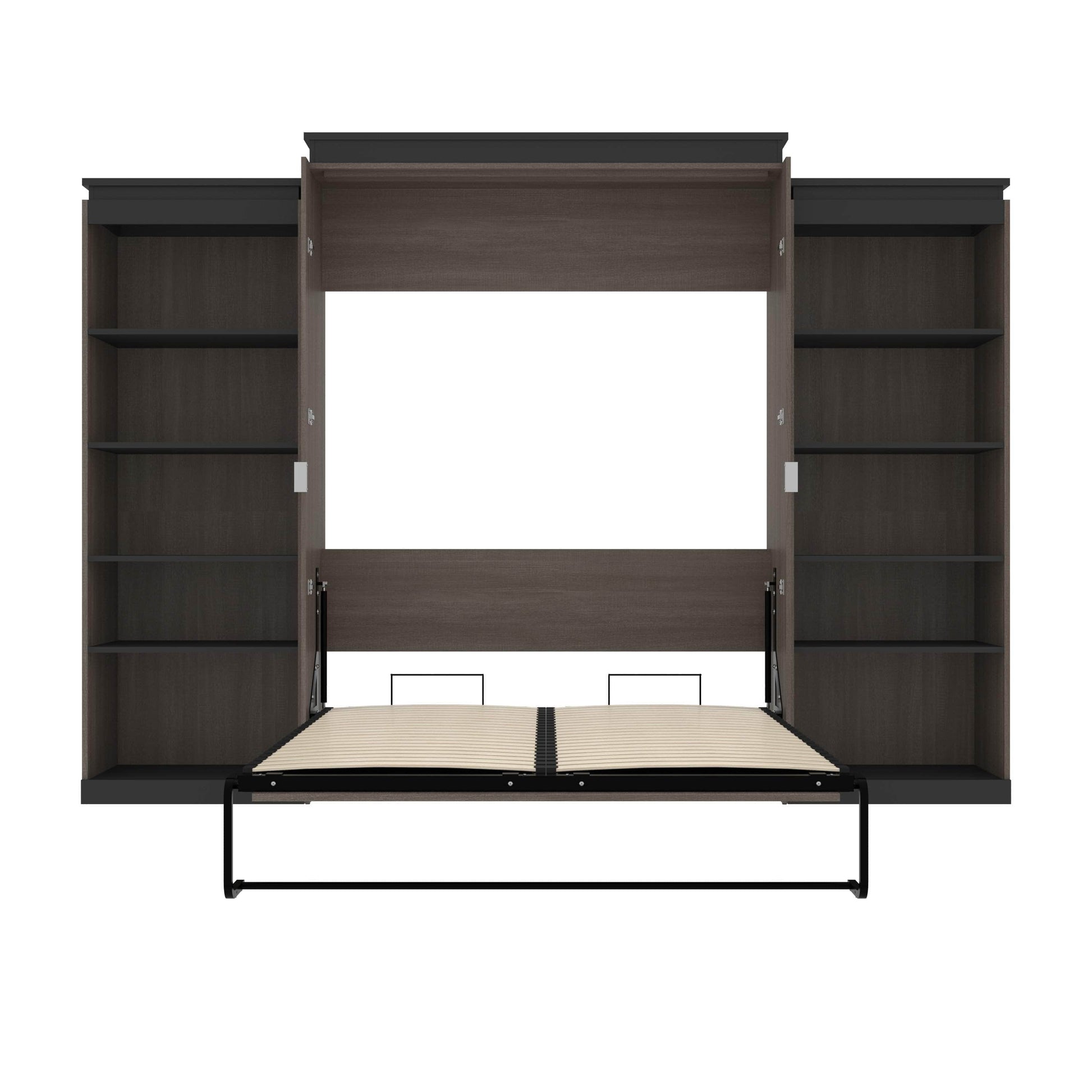 Modubox Murphy Wall Bed Orion 124"W Queen Murphy Wall Bed with 2 Shelving Units - Available in 2 Colours