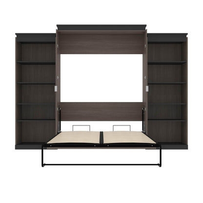 Modubox Murphy Wall Bed Orion 124"W Queen Murphy Wall Bed with 2 Shelving Units - Available in 2 Colours