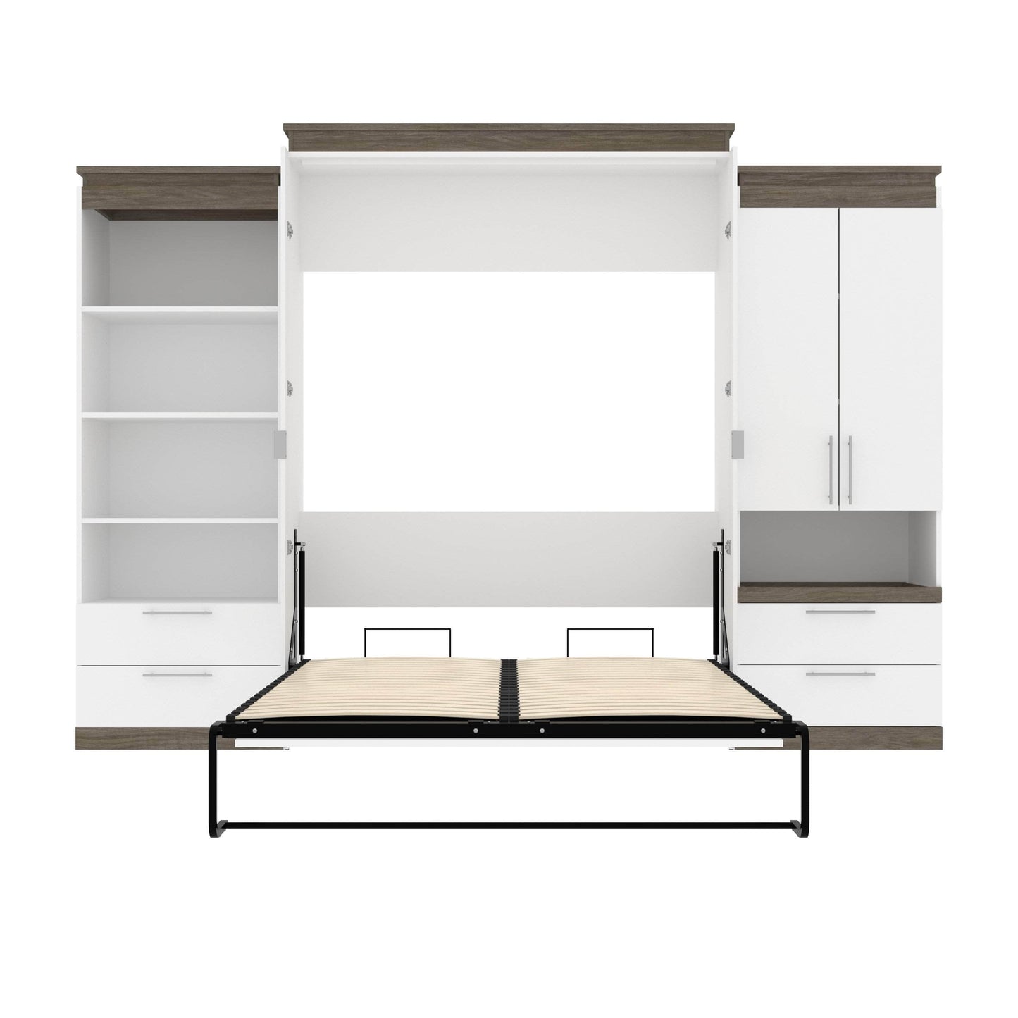 Modubox Murphy Wall Bed Orion 124"W Queen Murphy Wall Bed with Multifunctional Storage and Drawers - Available in 2 Colours