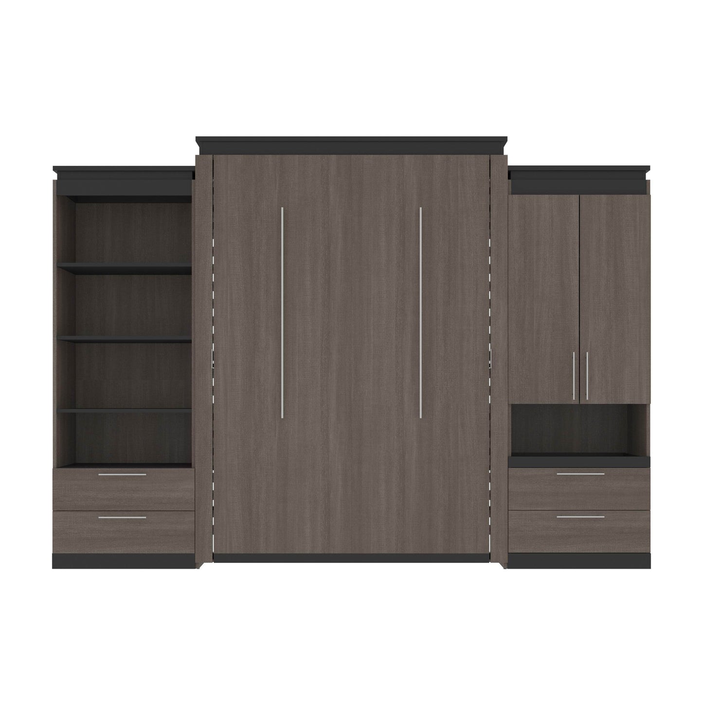 Modubox Murphy Wall Bed Orion 124"W Queen Murphy Wall Bed with Multifunctional Storage and Drawers - Available in 2 Colours