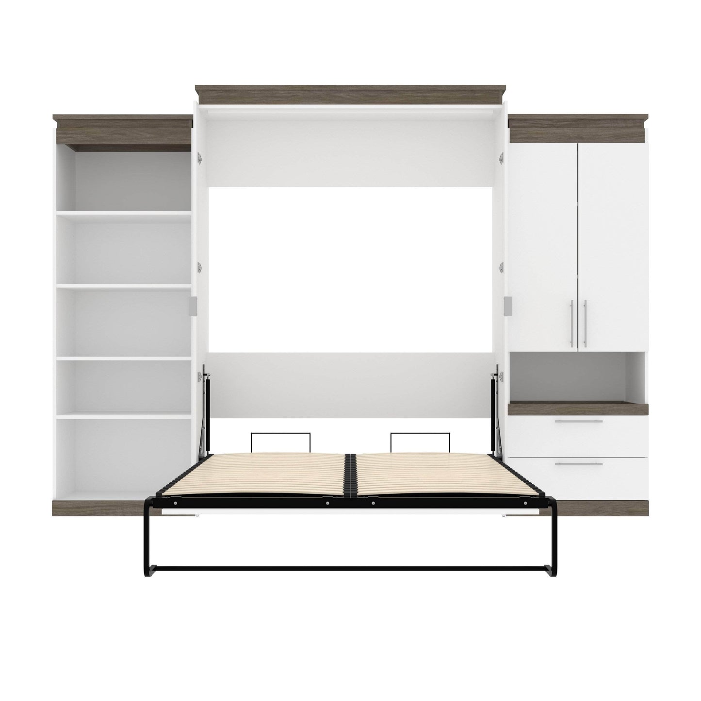 Modubox Murphy Wall Bed Orion 124"W Queen Murphy Wall Bed with Multifunctional Storage - Available in 2 Colours