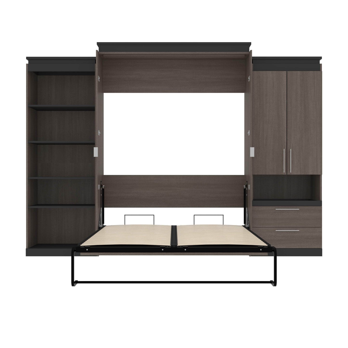 Modubox Murphy Wall Bed Orion 124"W Queen Murphy Wall Bed with Multifunctional Storage - Available in 2 Colours