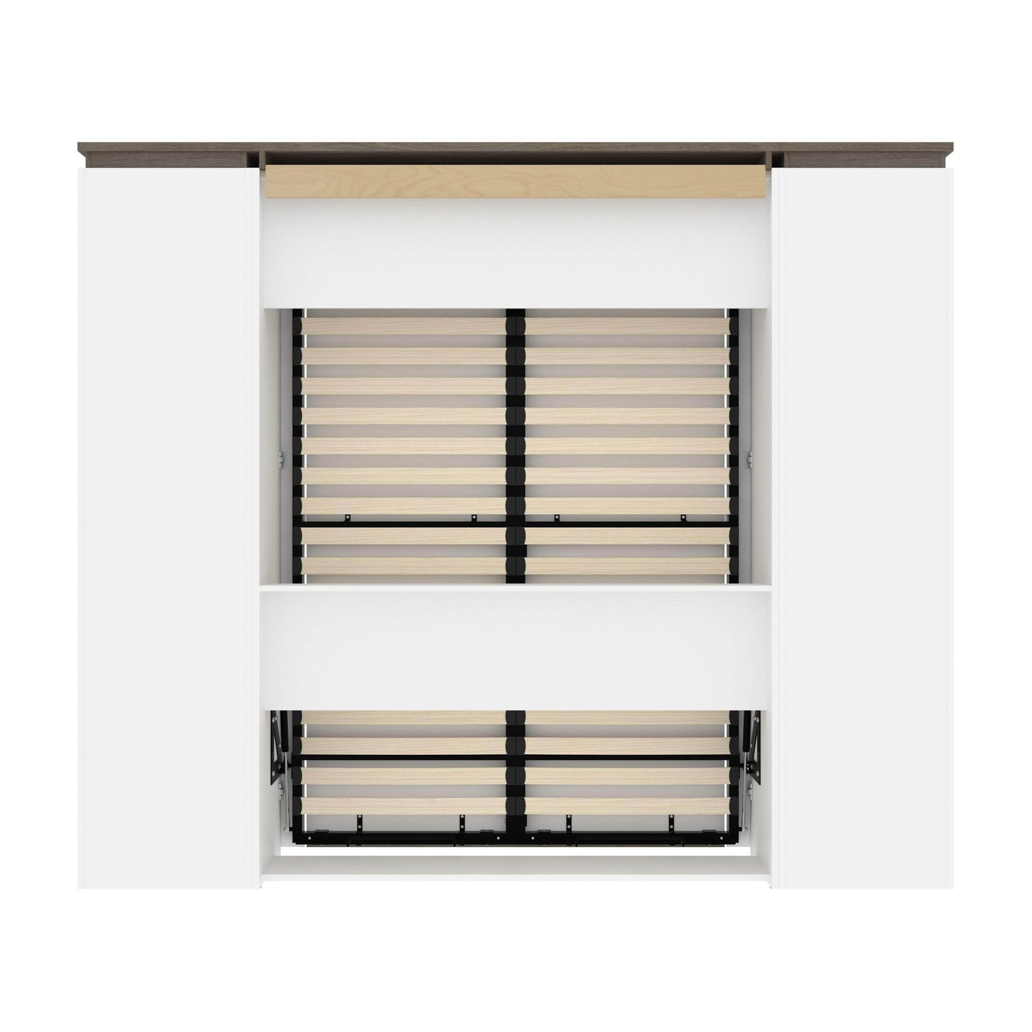 Modubox Murphy Wall Bed Orion 98"W Full Murphy Wall Bed with 2 Narrow Shelving Units - Available in 2 Colours