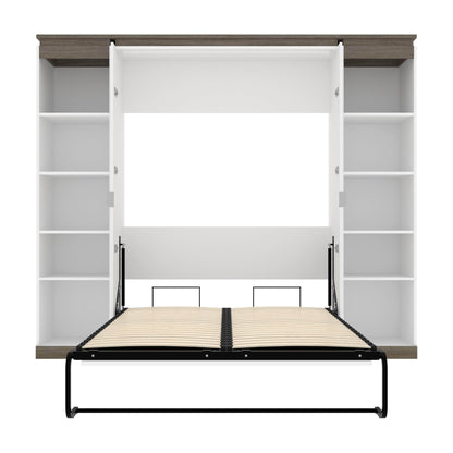 Modubox Murphy Wall Bed Orion 98"W Full Murphy Wall Bed with 2 Narrow Shelving Units - Available in 2 Colours