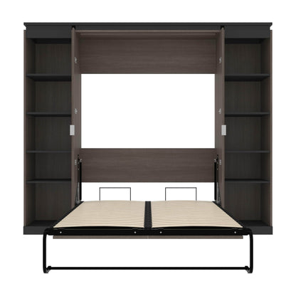 Modubox Murphy Wall Bed Orion 98"W Full Murphy Wall Bed with 2 Narrow Shelving Units - Available in 2 Colours