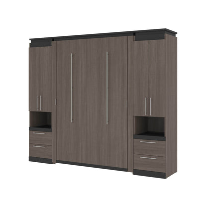 Modubox Murphy Wall Bed Orion 98"W Full Murphy Wall Bed with 2 Storage Cabinets and Pull-Out Shelves - Available in 2 Colours