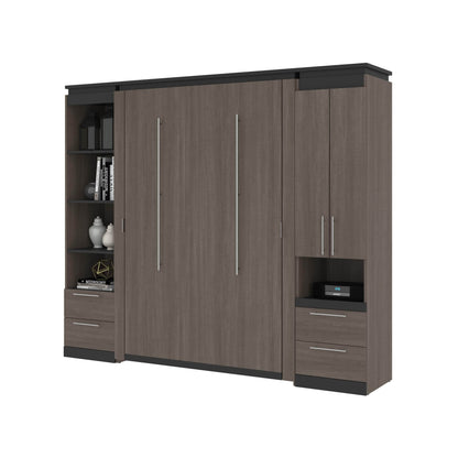 Modubox Murphy Wall Bed Orion 98"W Full Murphy Wall Bed with Narrow Storage Solutions and Drawers - Available in 2 Colours