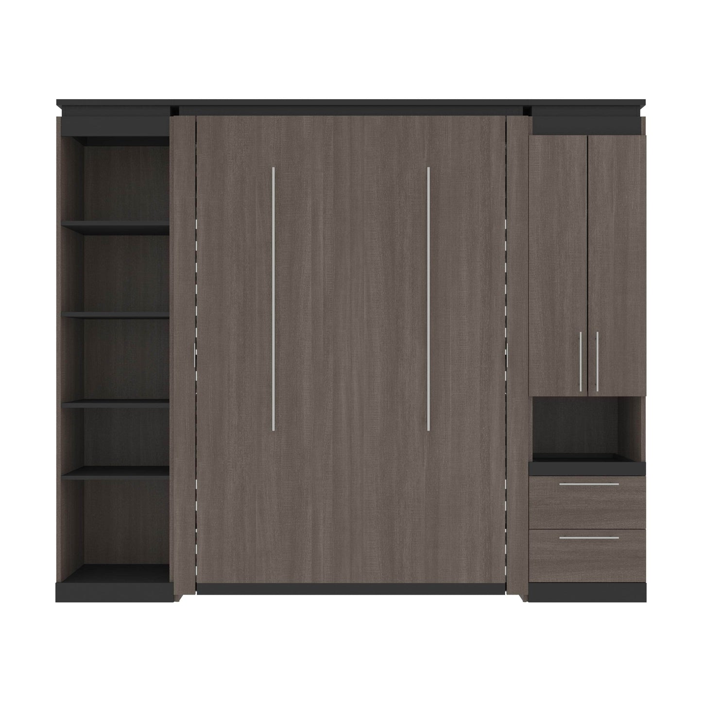 Modubox Murphy Wall Bed Orion 98"W Full Murphy Wall Bed with Narrow Storage Solutions - Available in 2 Colours