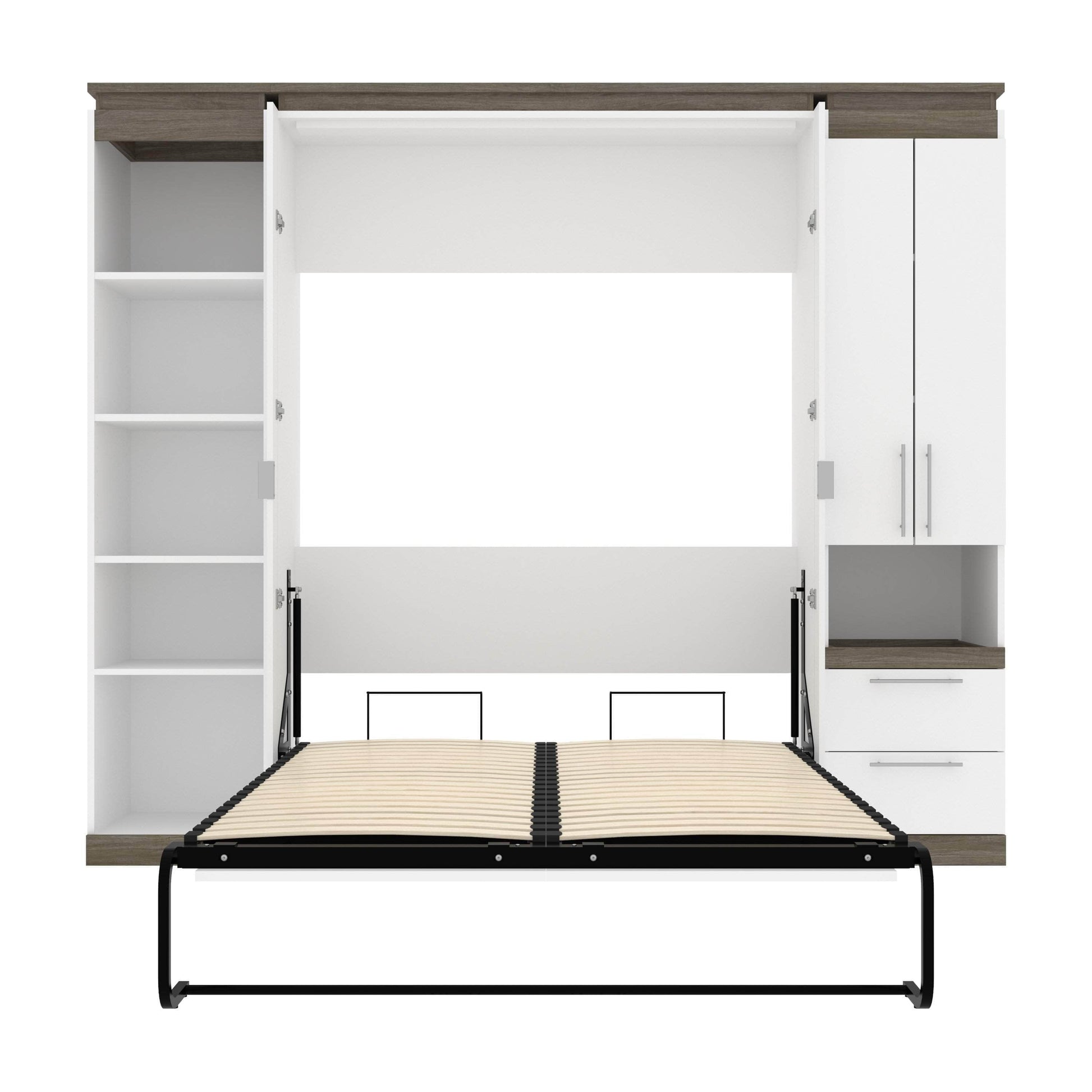 Modubox Murphy Wall Bed Orion 98"W Full Murphy Wall Bed with Narrow Storage Solutions - Available in 2 Colours