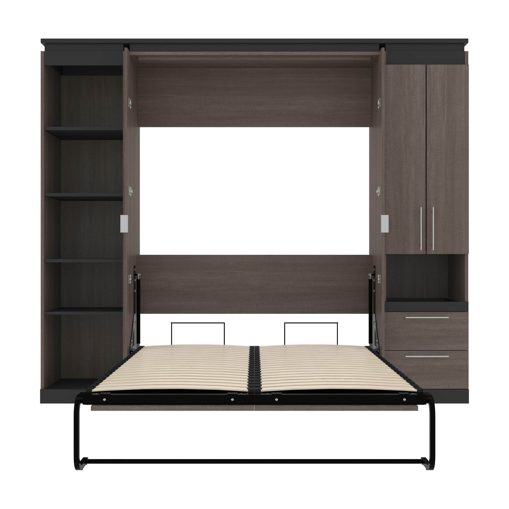 Modubox Murphy Wall Bed Orion 98"W Full Murphy Wall Bed with Narrow Storage Solutions - Available in 2 Colours