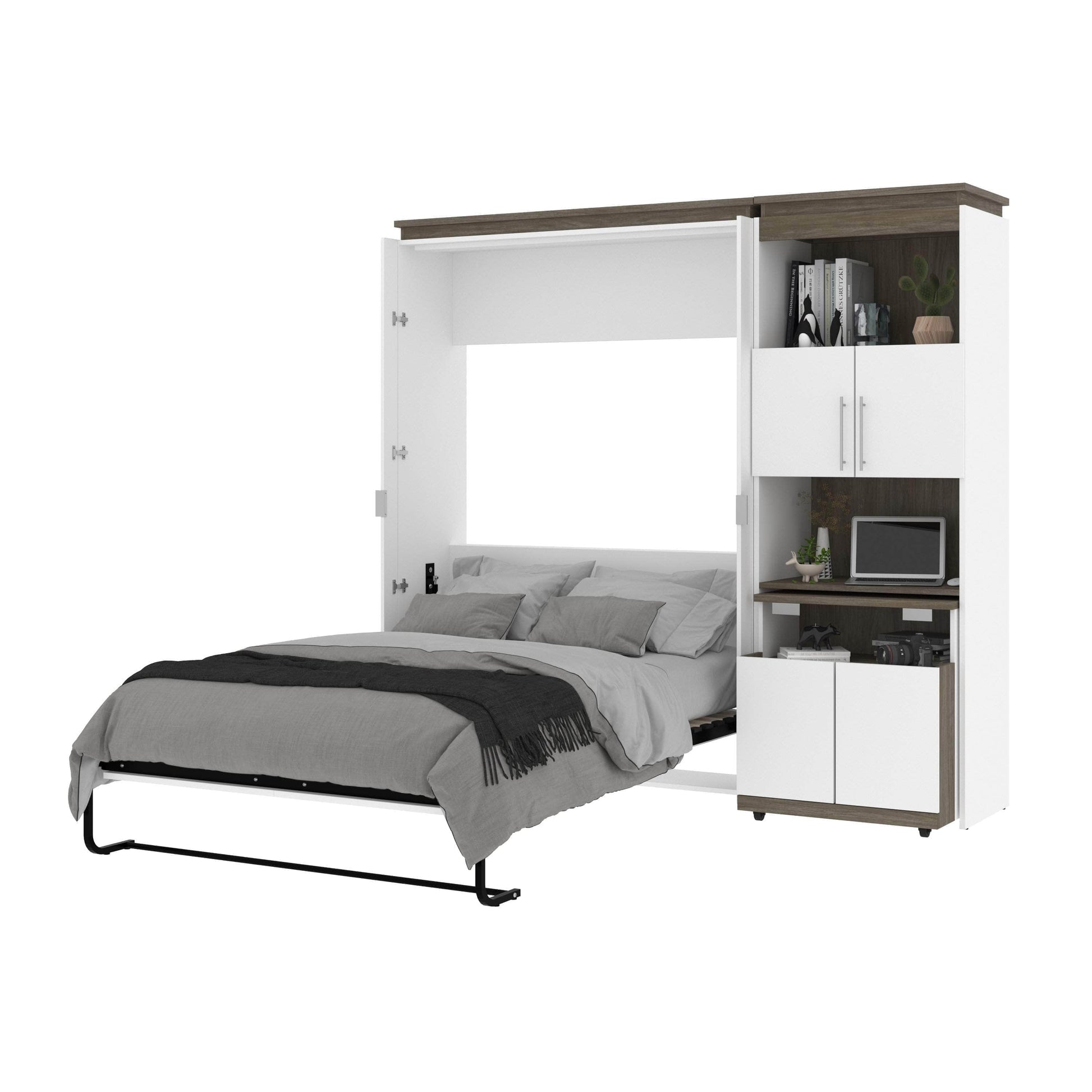 Modubox Murphy Wall Bed Orion Full Murphy Wall Bed and Shelving Unit with Fold-Out Desk (89W) - Available in 2 Colours