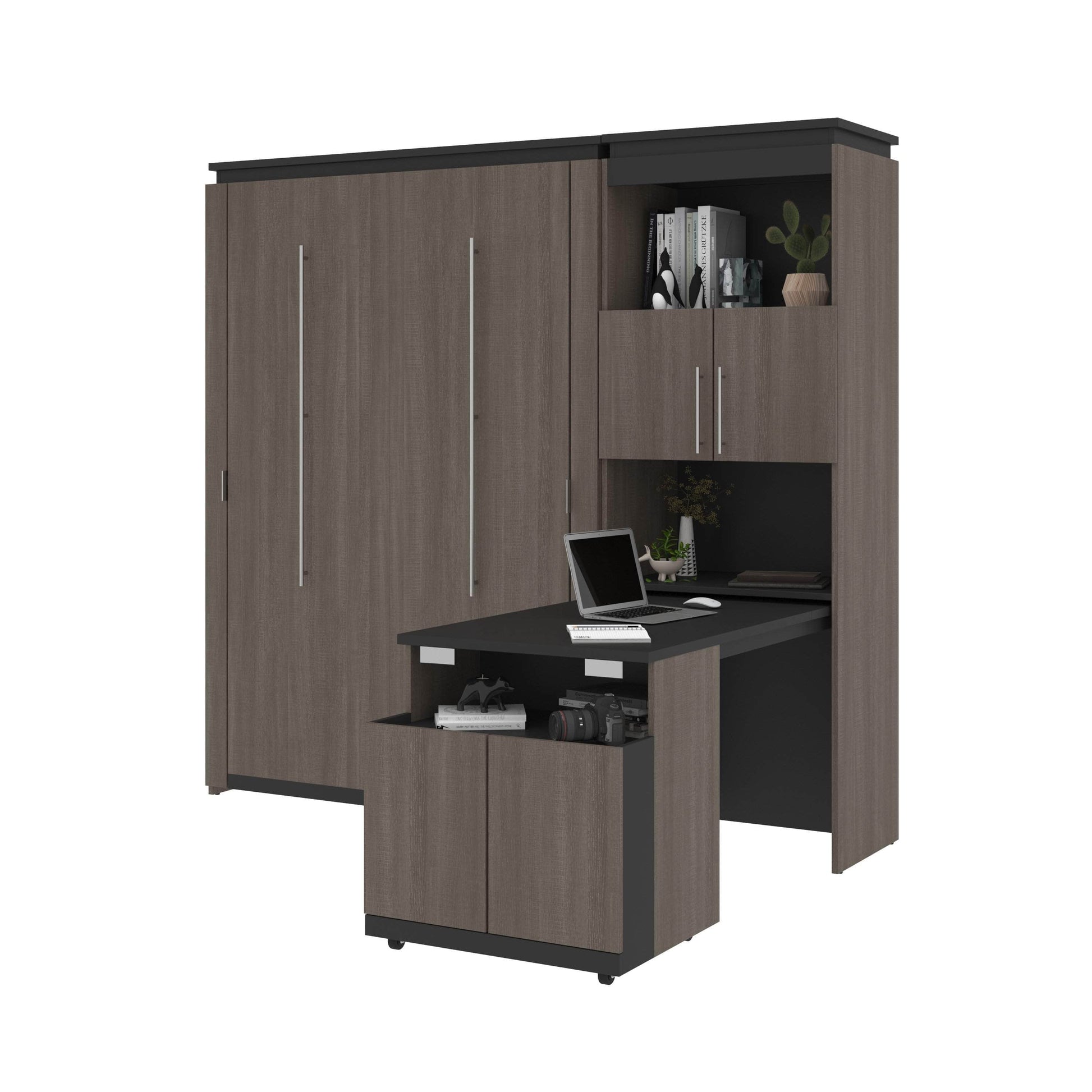 Modubox Murphy Wall Bed Orion Full Murphy Wall Bed and Shelving Unit with Fold-Out Desk (89W) - Available in 2 Colours