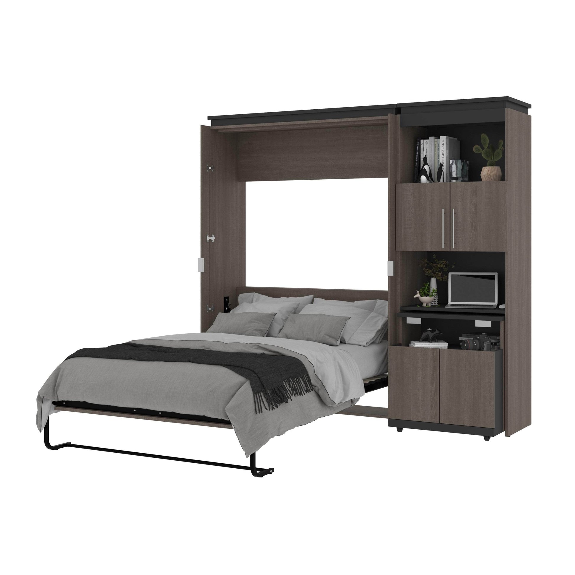 Modubox Murphy Wall Bed Orion Full Murphy Wall Bed and Shelving Unit with Fold-Out Desk (89W) - Available in 2 Colours