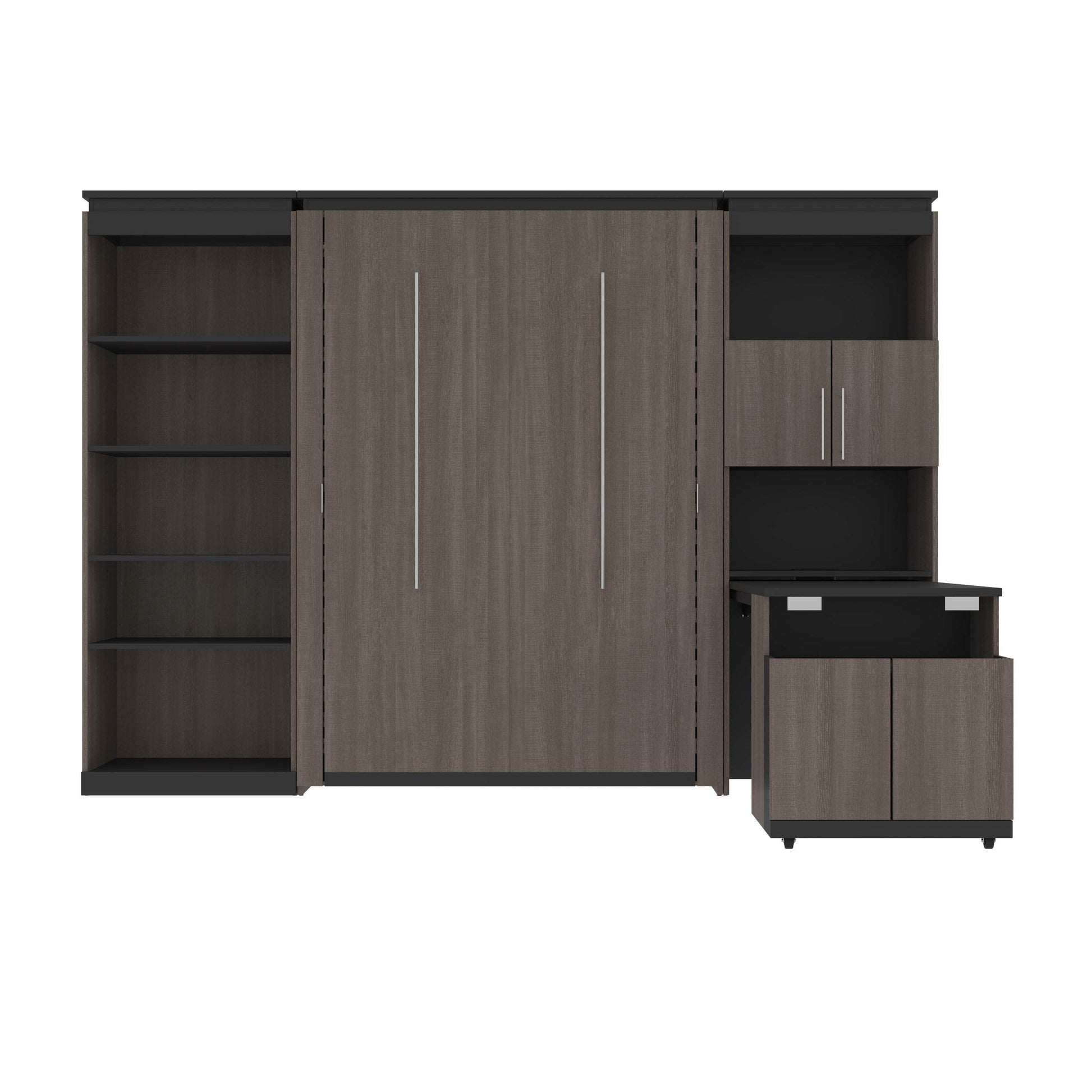 Modubox Murphy Wall Bed Orion Full Murphy Wall Bed with Shelving and Fold-Out Desk (119W) - Available in 2 Colours