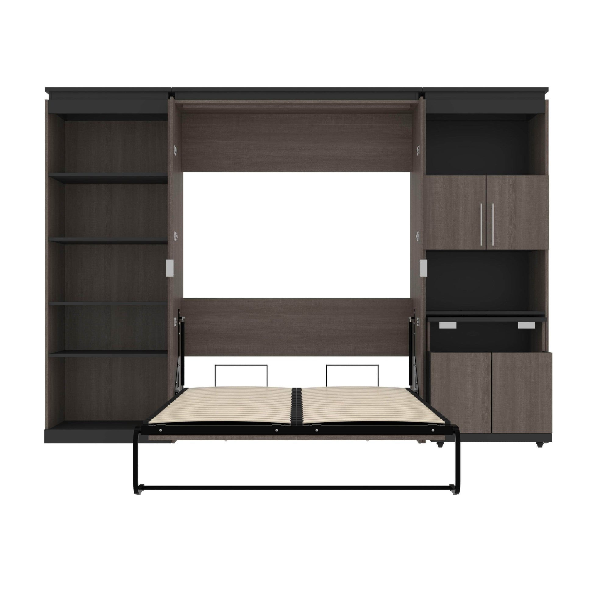 Modubox Murphy Wall Bed Orion Full Murphy Wall Bed with Shelving and Fold-Out Desk (119W) - Available in 2 Colours