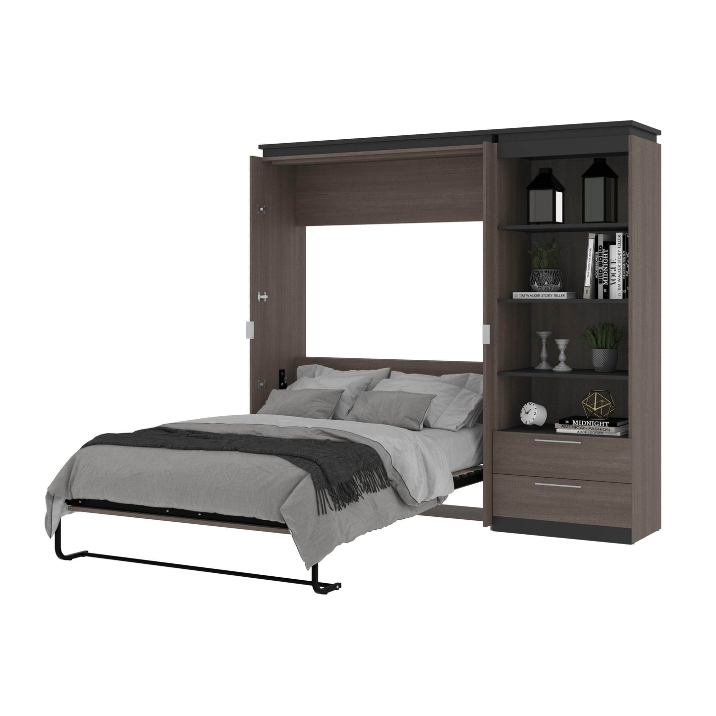 Modubox Murphy Wall Bed Orion Full Murphy Wall Bed with Shelving Unit and Drawers - Available in 2 Colours