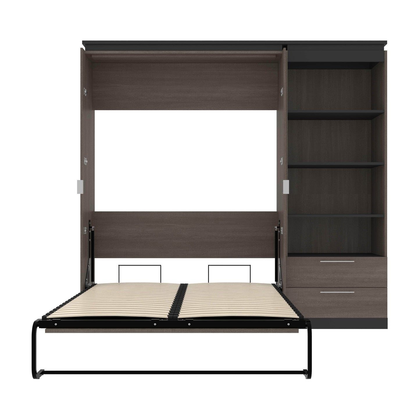 Modubox Murphy Wall Bed Orion Full Murphy Wall Bed with Shelving Unit and Drawers - Available in 2 Colours