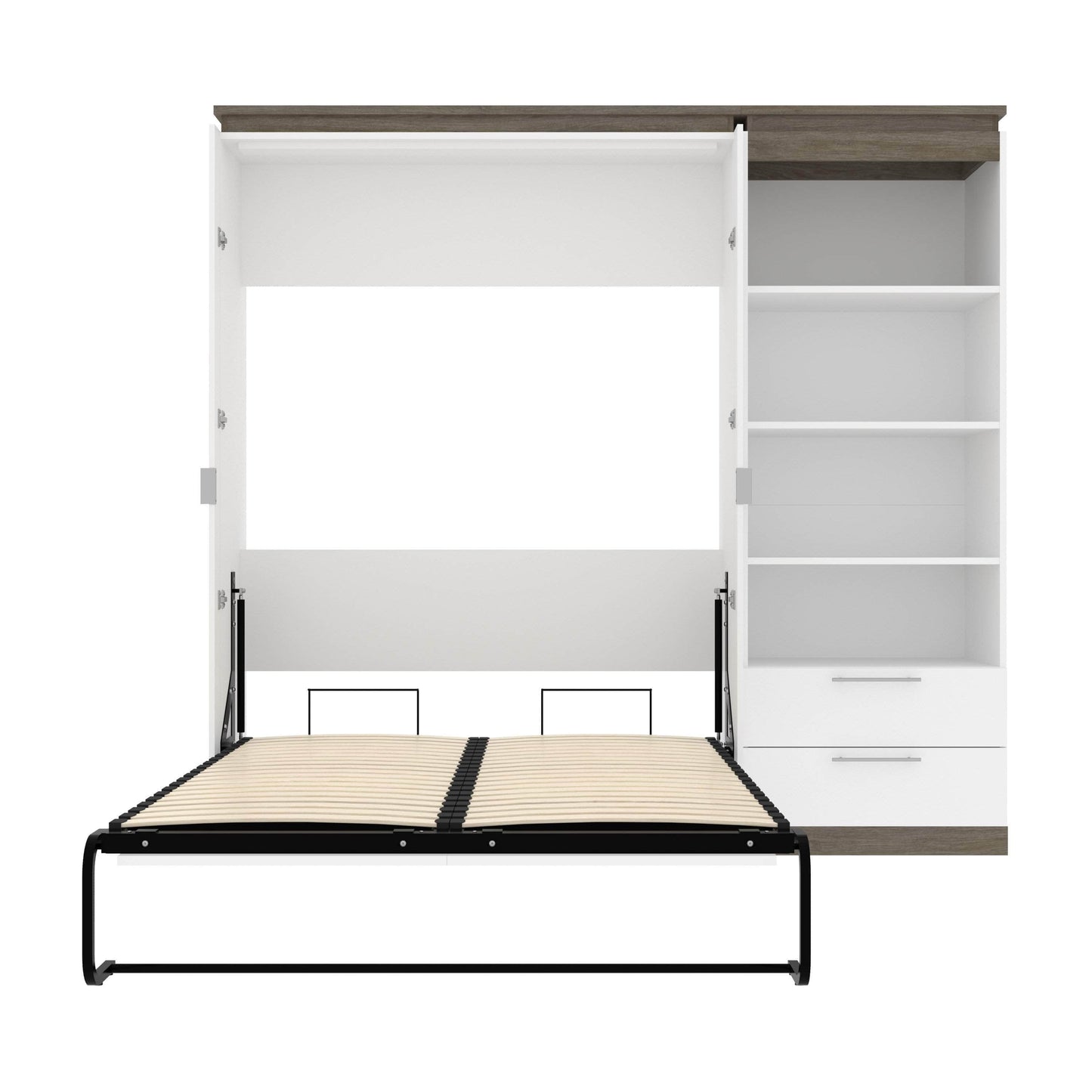 Modubox Murphy Wall Bed Orion Full Murphy Wall Bed with Shelving Unit and Drawers - Available in 2 Colours